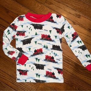 Vintage Kidgets Red and White Trains Long Sleeve Tee, Christmas Vibes, Size 2T